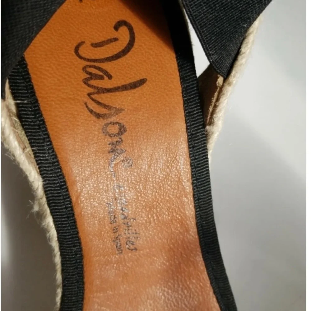 Dalson Espadrilles Open-Toe Wedge Women's 10 Black Handmade Spain NWT